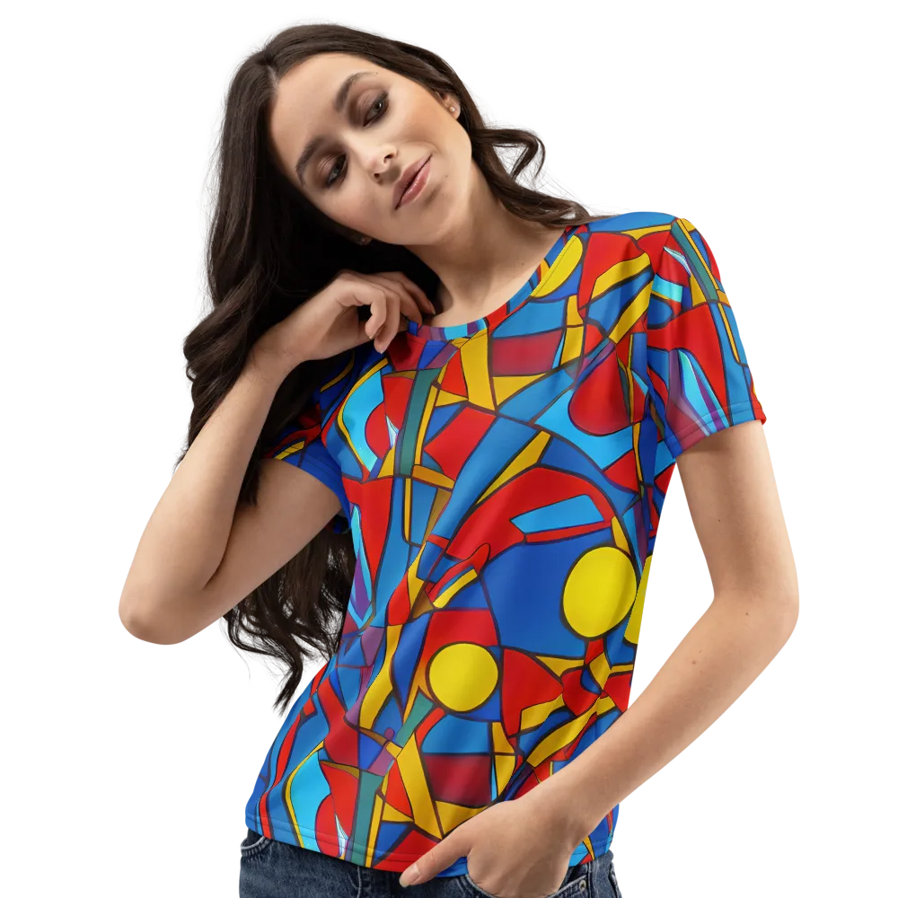 Mondrian Maze on Women's Crew Neck T-Shirt — Left Front