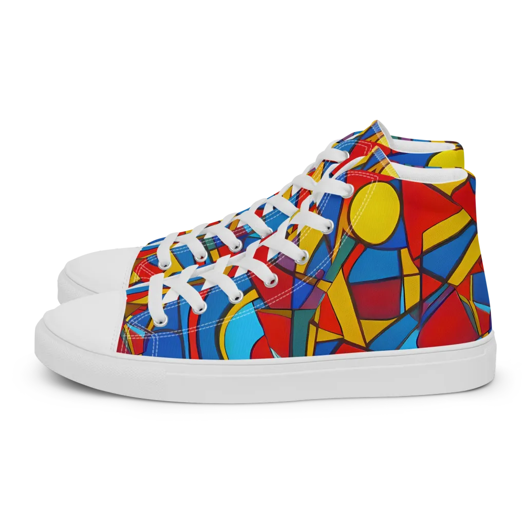 Mondrian Maze on Women's High Top Canvas Shoes — Left