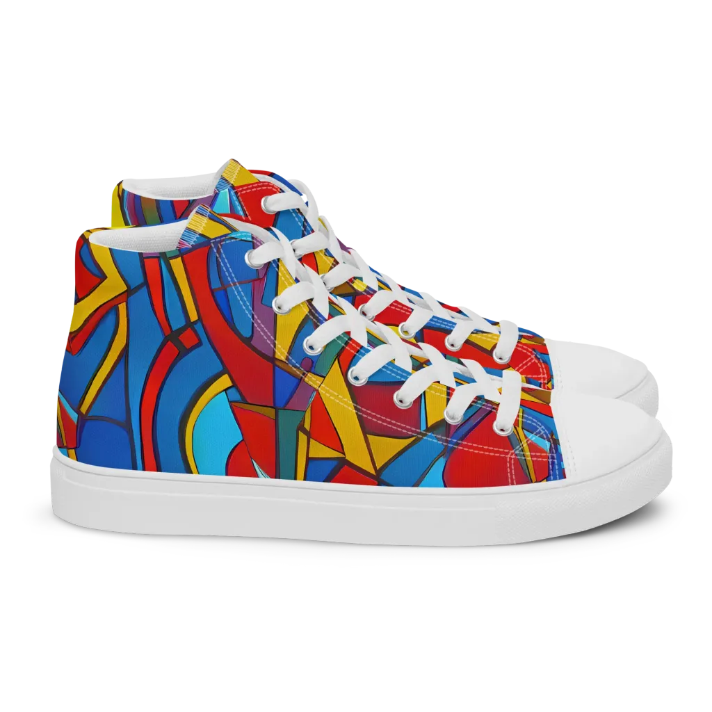 Mondrian Maze on Women's High Top Canvas Shoes — Right