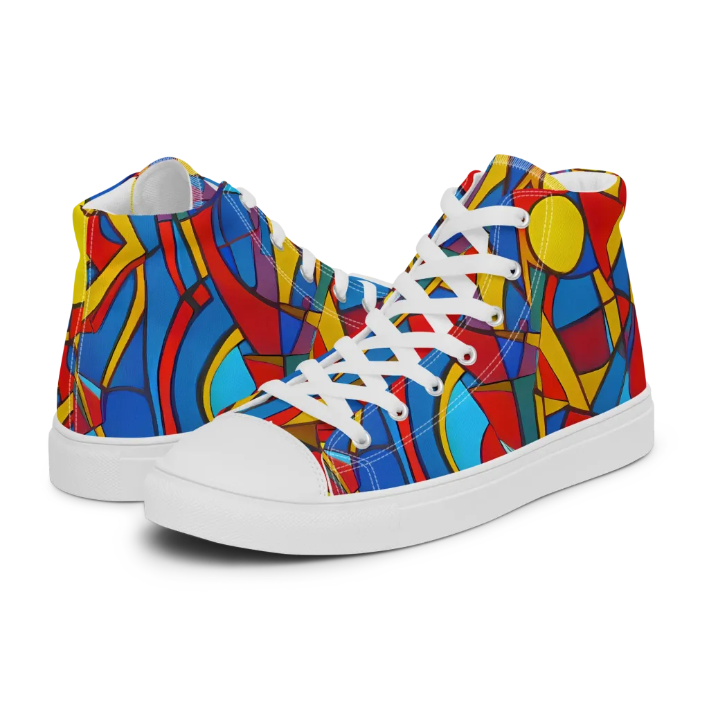 Mondrian Maze on Women's High Top Canvas Shoes — Left