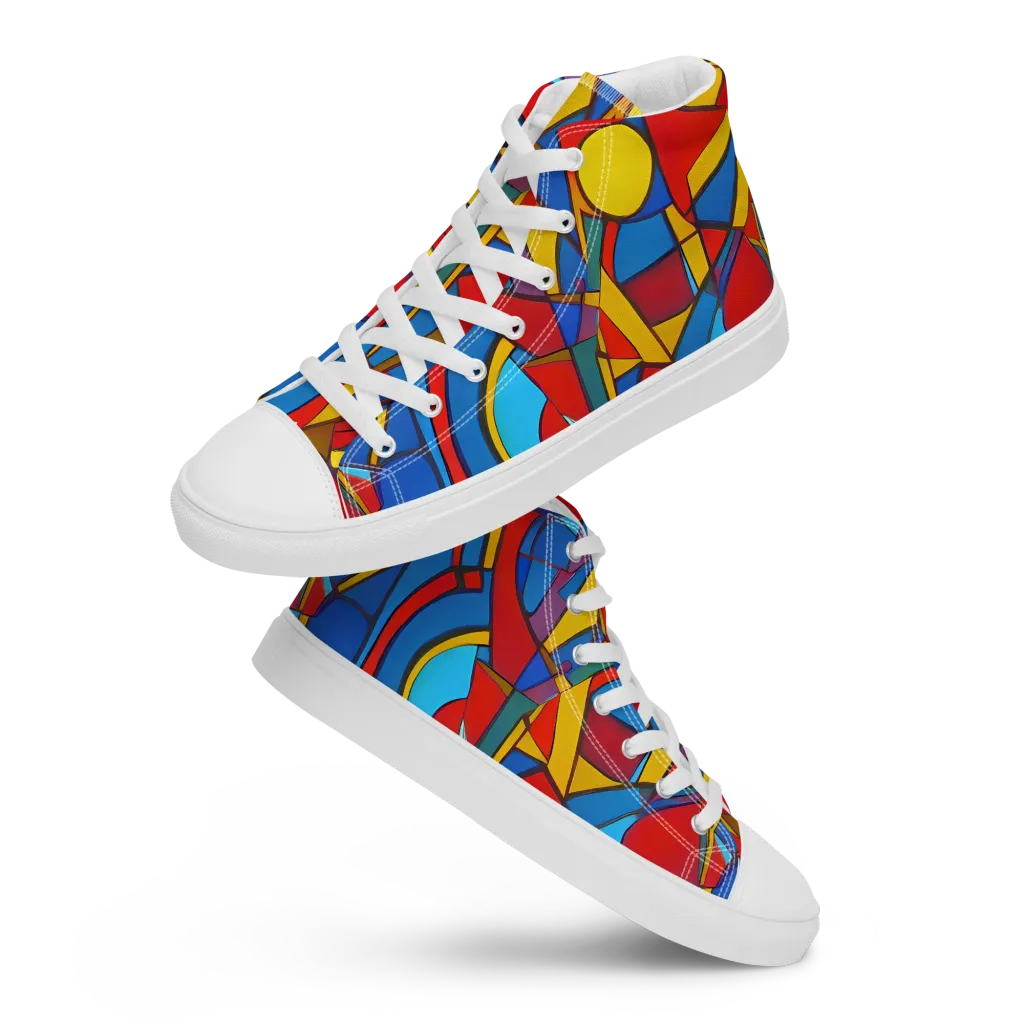 Mondrian Maze on Women's High Top Canvas Shoes — Front