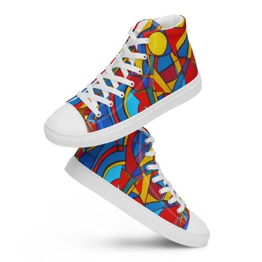 Mondrian Maze on a Women's High Top Canvas Shoes