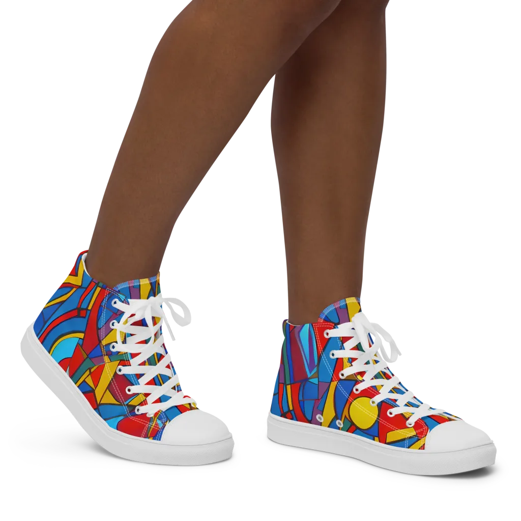 Mondrian Maze on Women's High Top Canvas Shoes — Right