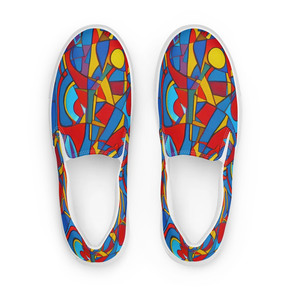 Mondrian Maze on Men's Slip-On Canvas Shoes — Front
