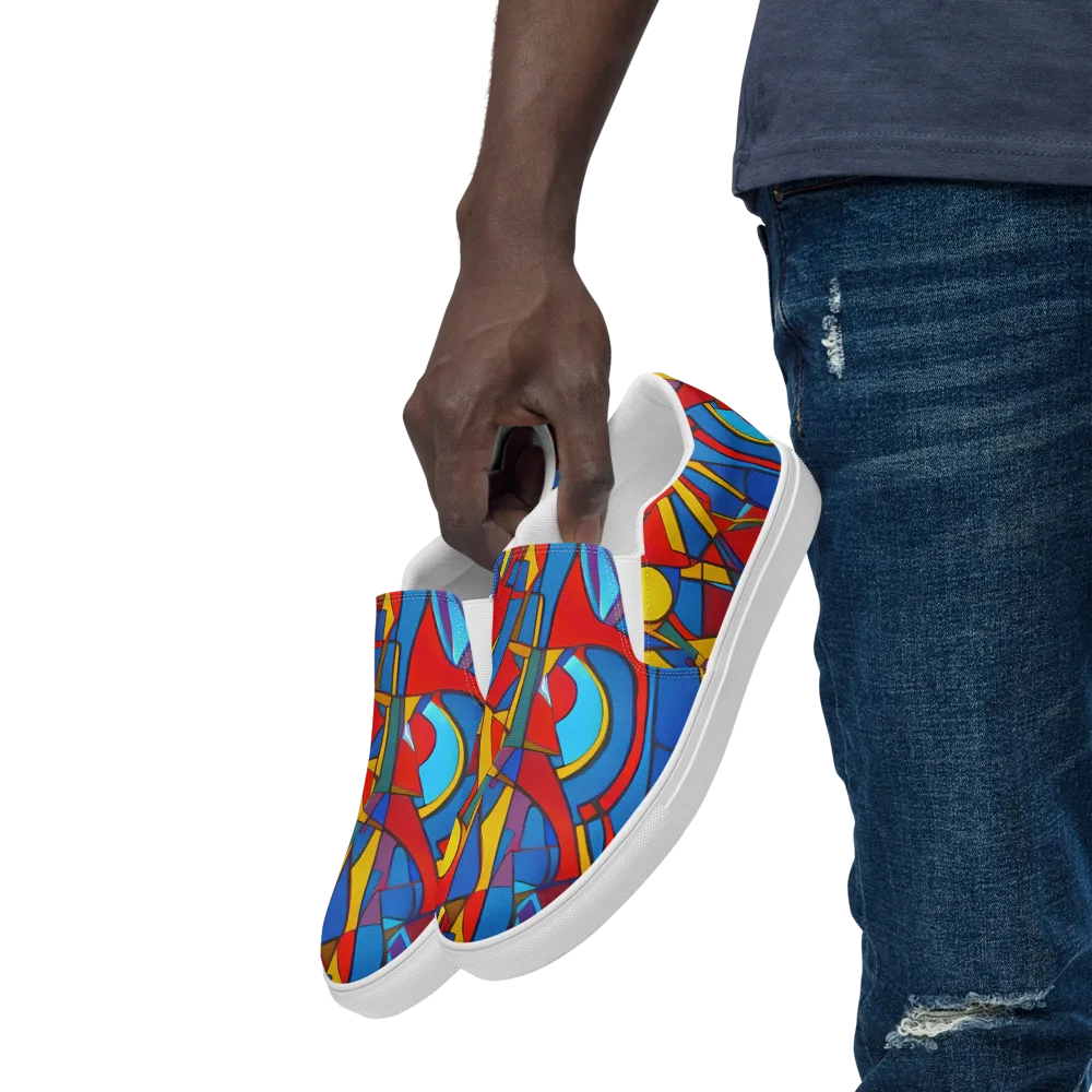Mondrian Maze on Men's Slip-On Canvas Shoes — Left Front