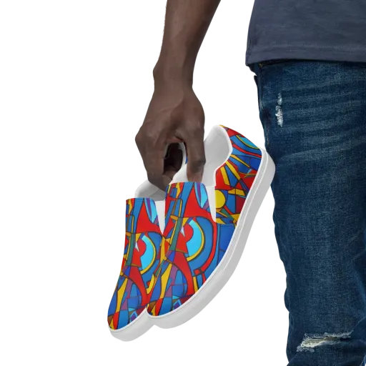 Mondrian Maze on a Men's Slip-On Canvas Shoes