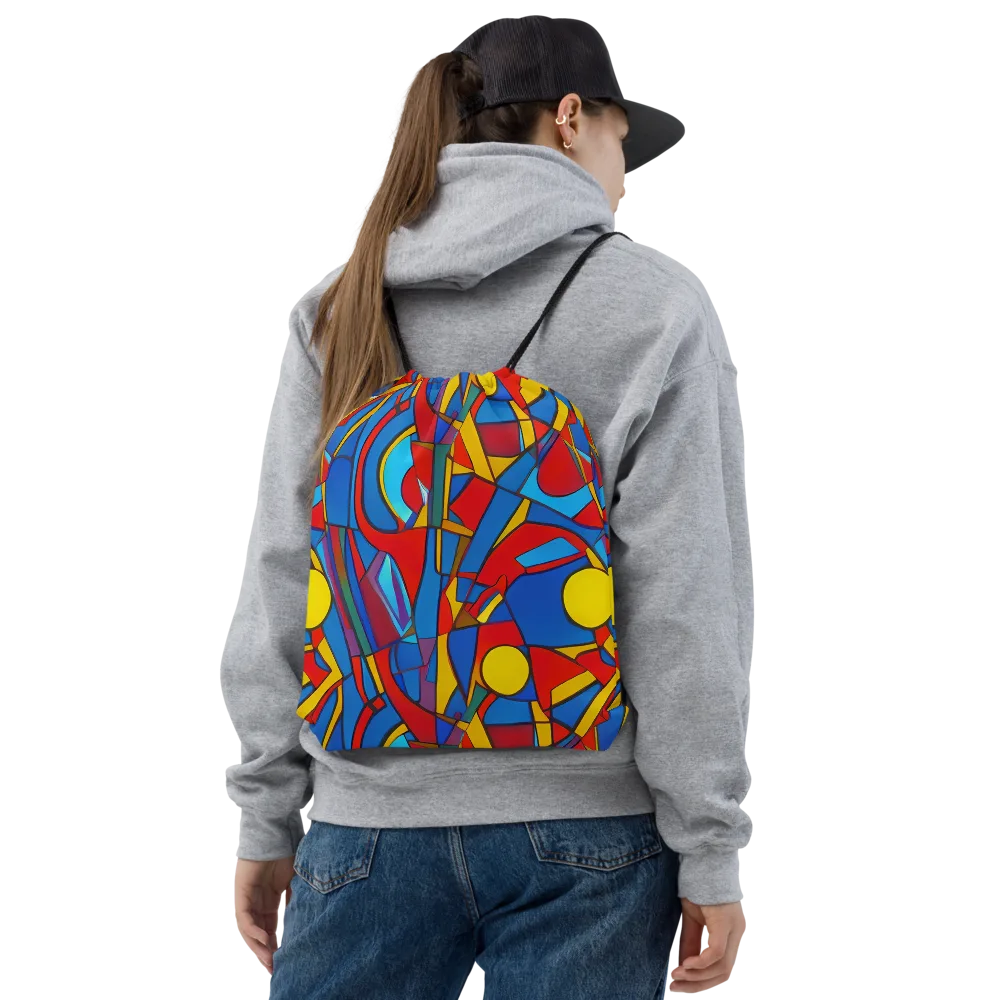 Mondrian Maze on Drawstring Bag — Front