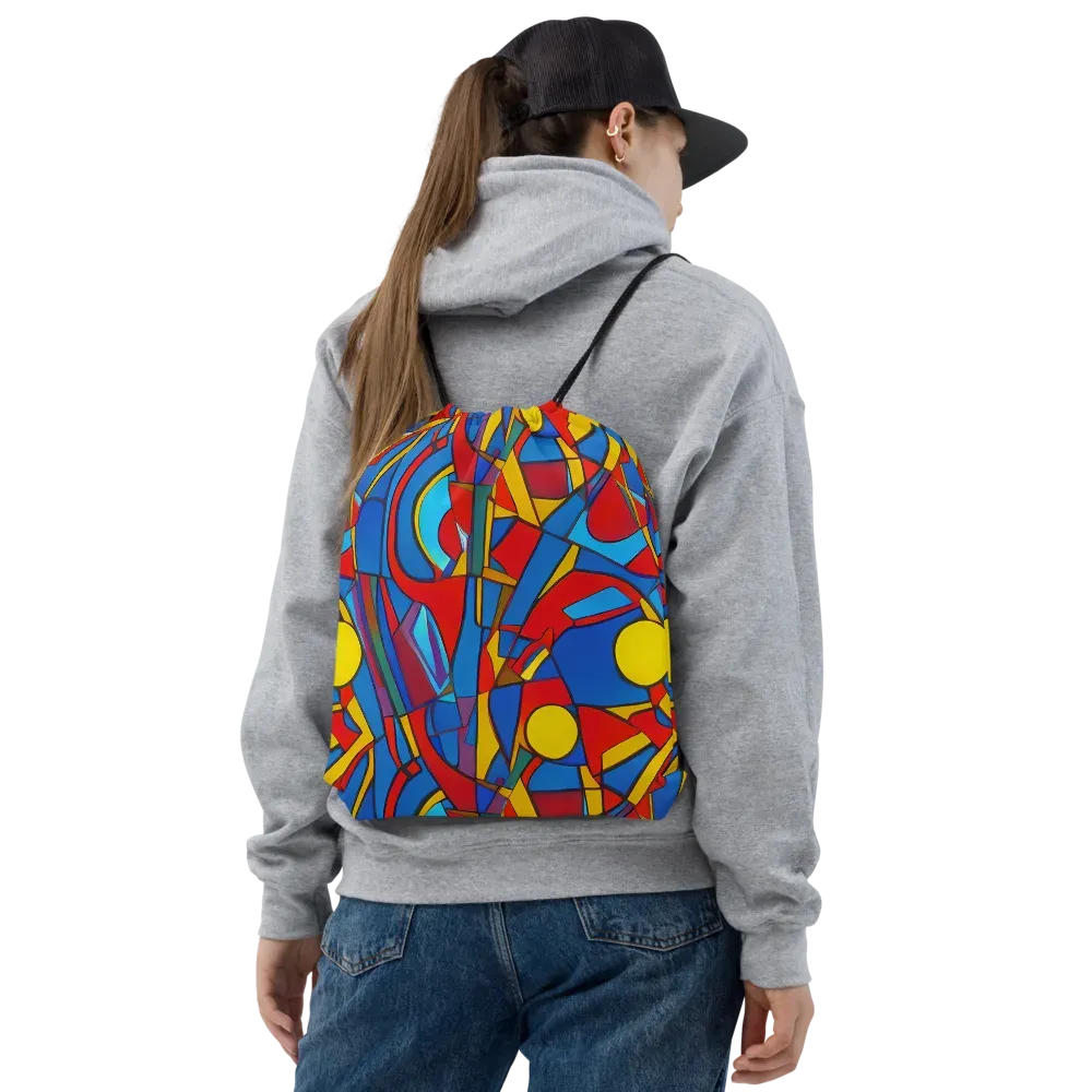 Mondrian Maze on Drawstring Bag — Front