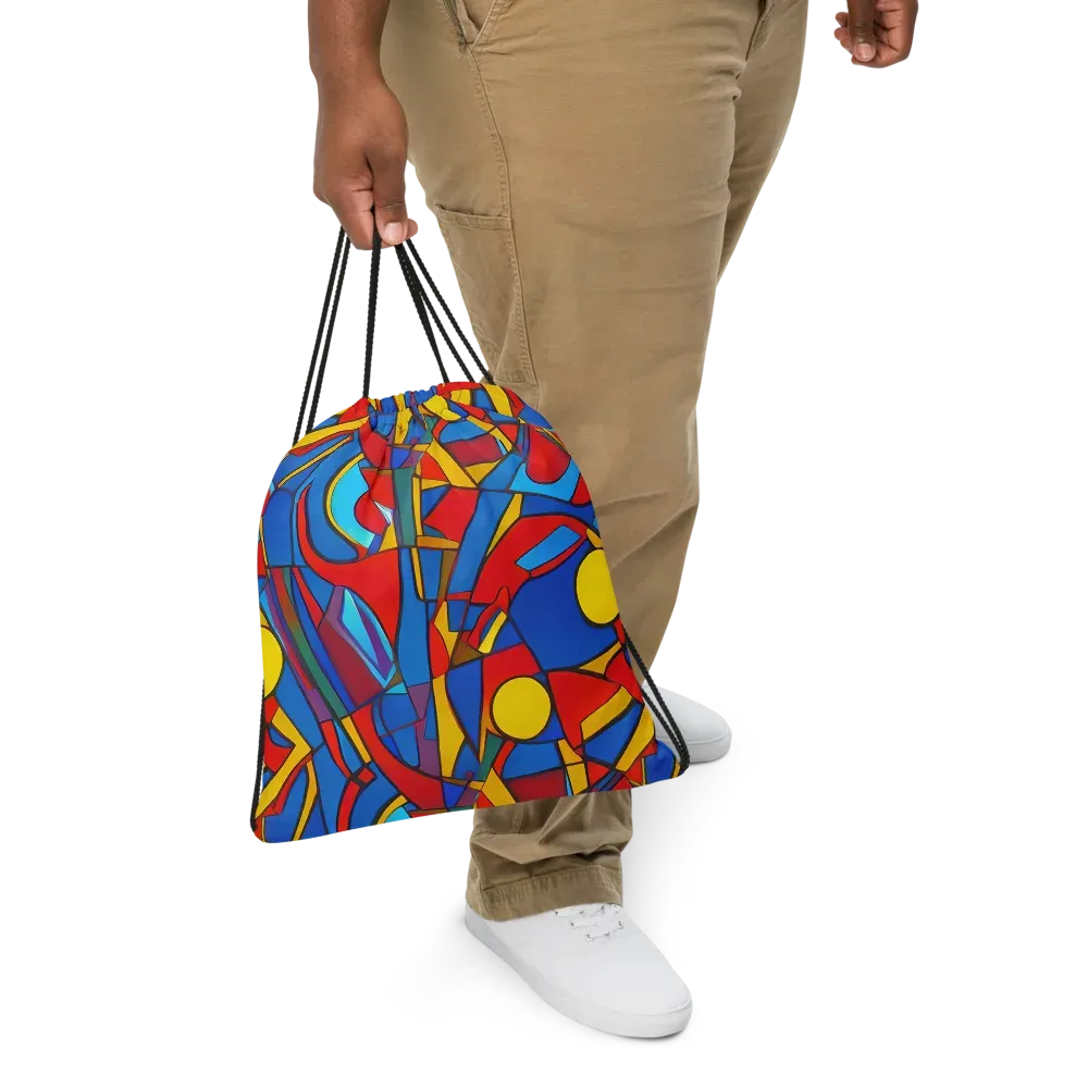 Mondrian Maze on Drawstring Bag — Front