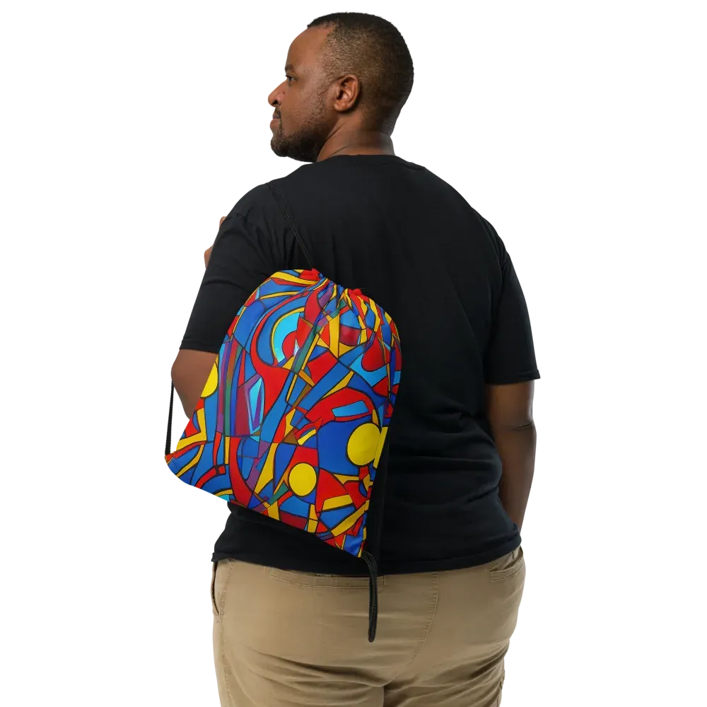 Mondrian Maze on Drawstring Bag — Front