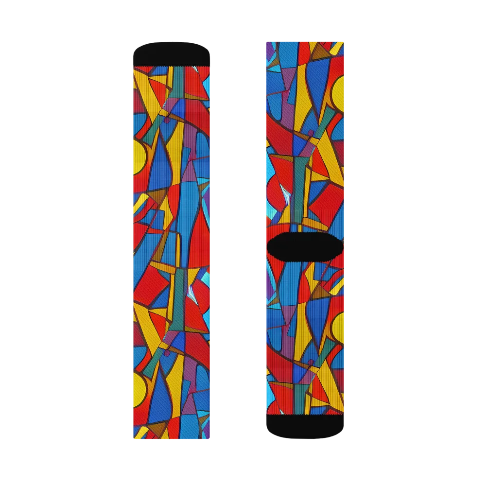 Mondrian Maze on Socks — Left Sock