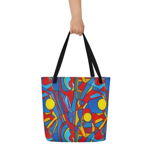 Mondrian Maze on a Large Tote Bag W/ Pocket