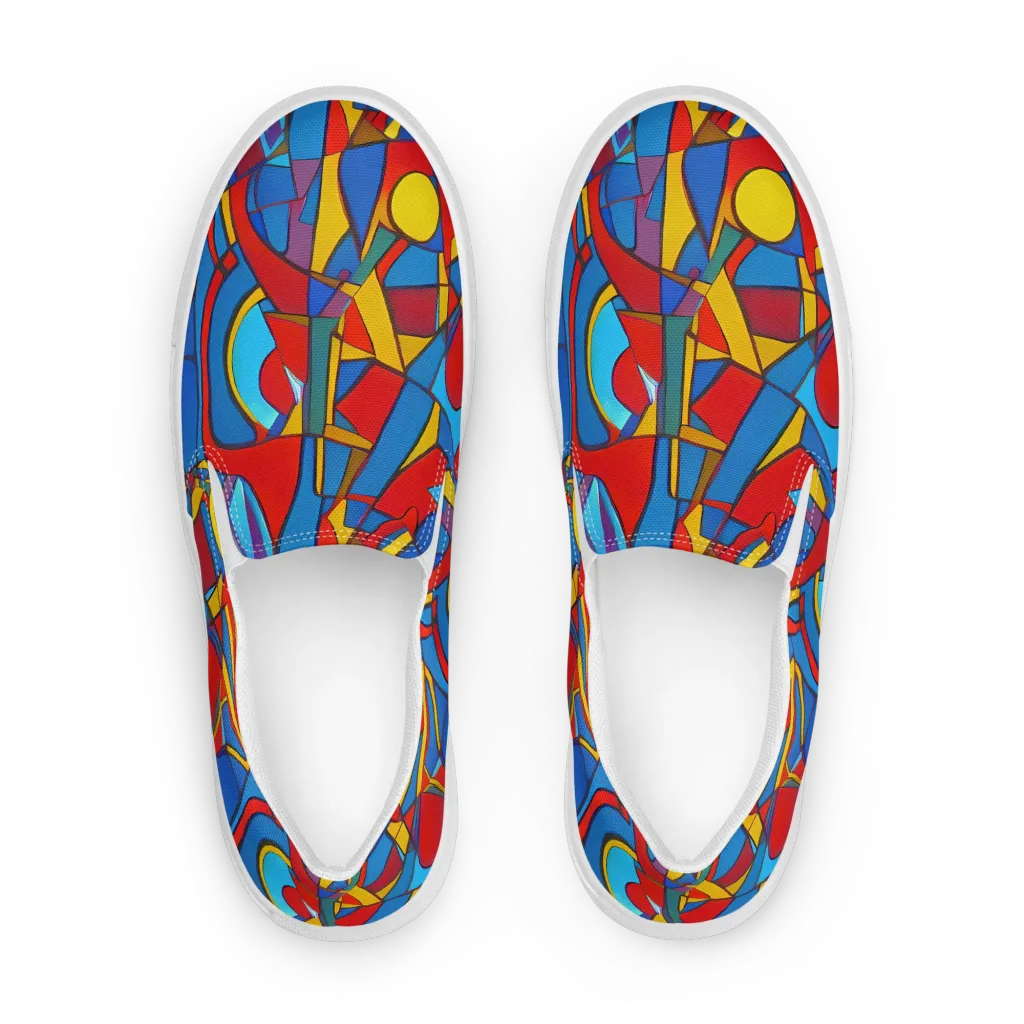 Mondrian Maze on Women's Slip-On Canvas Shoes — Front