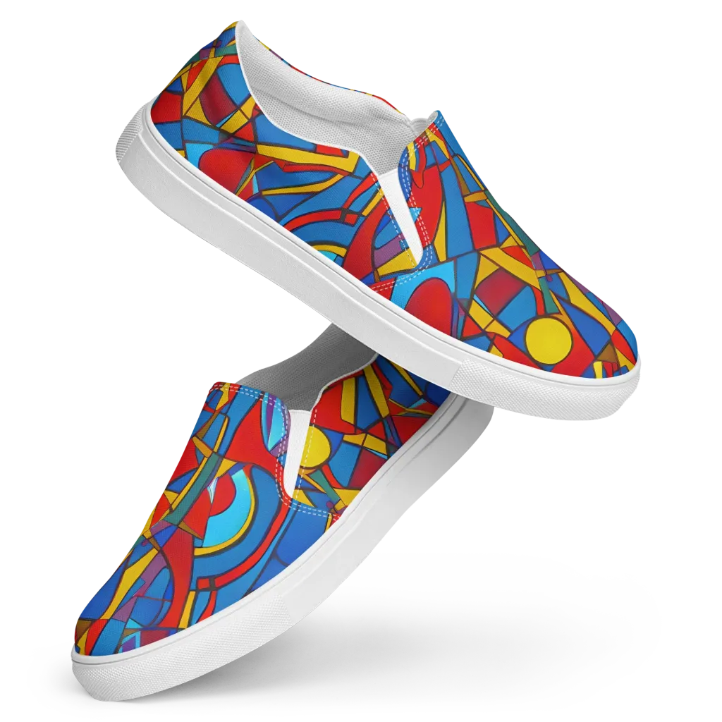Mondrian Maze on Women's Slip-On Canvas Shoes — Front