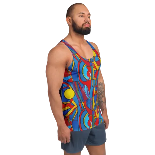 Mondrian Maze on a Men's Tank Top