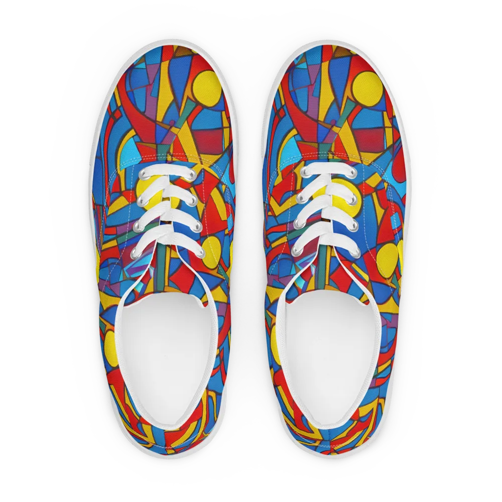 Mondrian Maze on Men's Lace-Up Canvas Shoes — Front