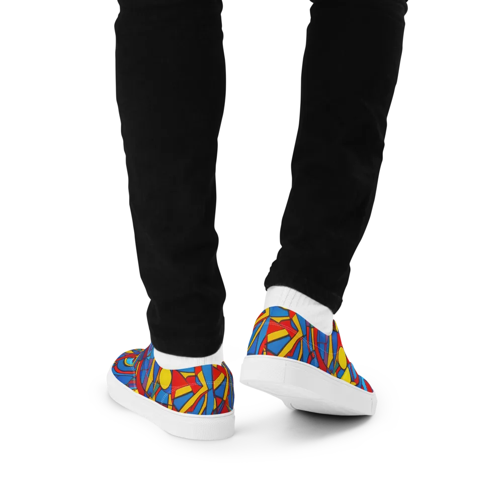 Mondrian Maze on Men's Lace-Up Canvas Shoes — Back