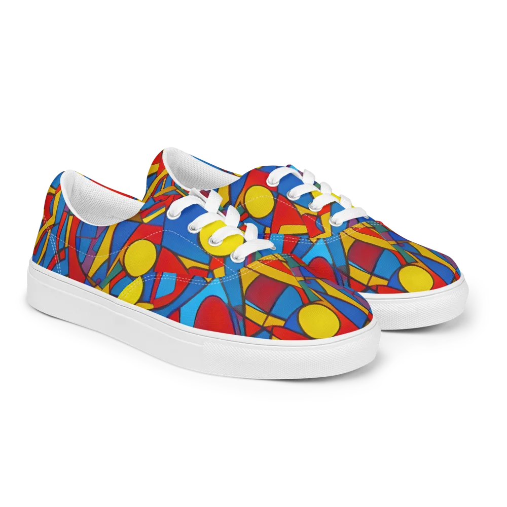 Mondrian Maze on Men's Lace-Up Canvas Shoes — Right Front