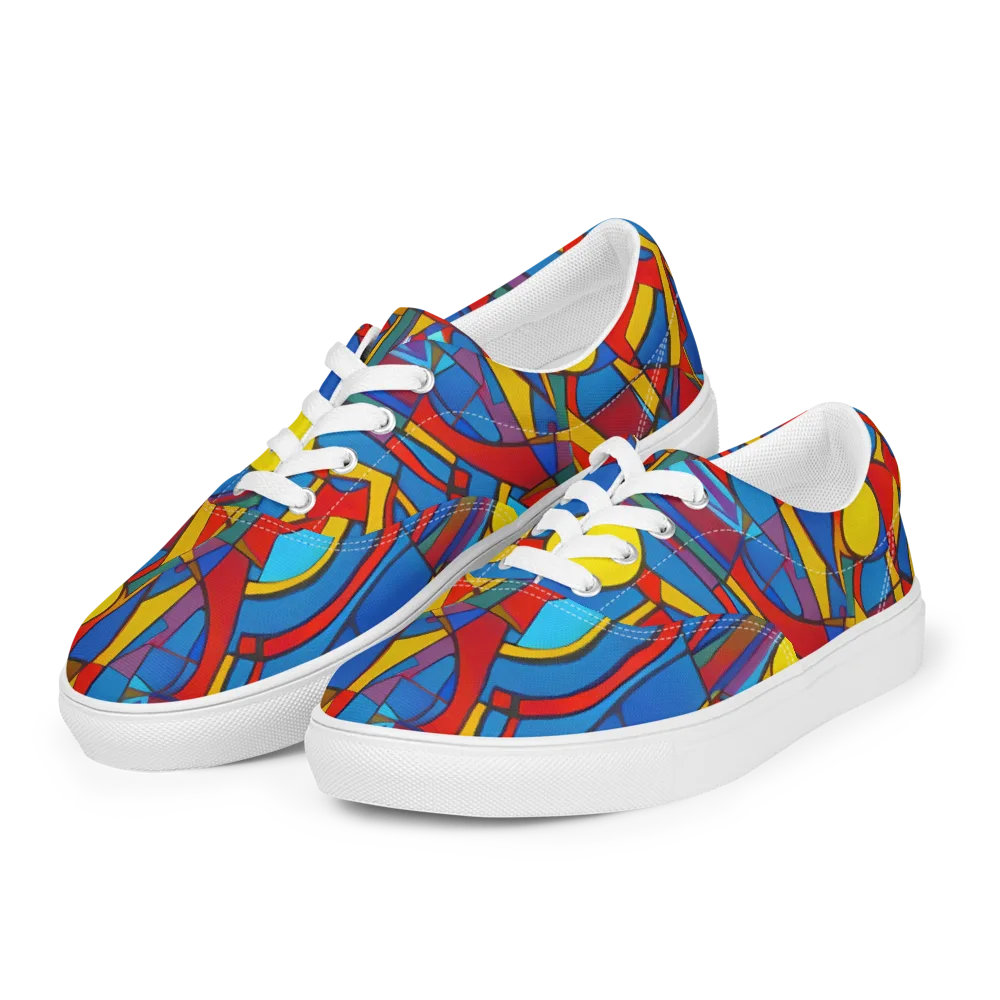 Mondrian Maze on Men's Lace-Up Canvas Shoes — Left Front