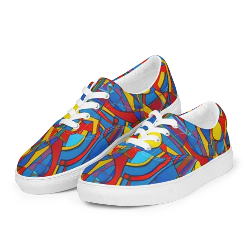 Mondrian Maze on a Men's Lace-Up Canvas Shoes