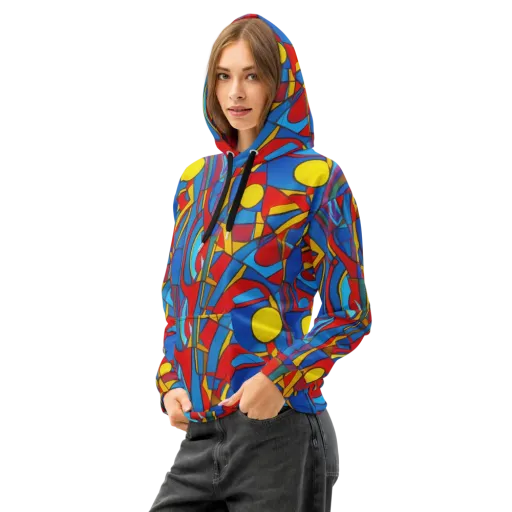 Mondrian Maze on a Cotton Hoodie