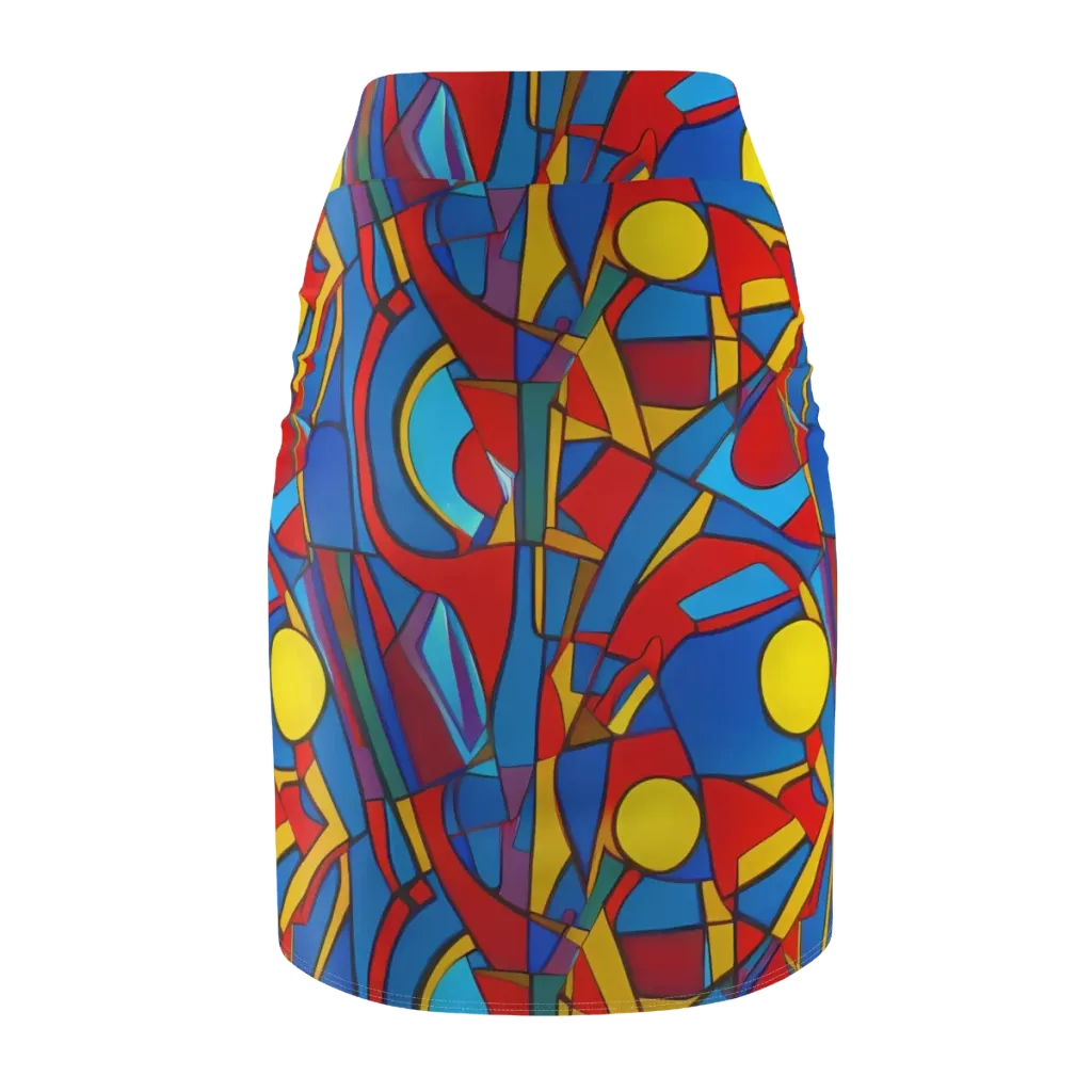 Mondrian Maze on Pencil Skirt — Back