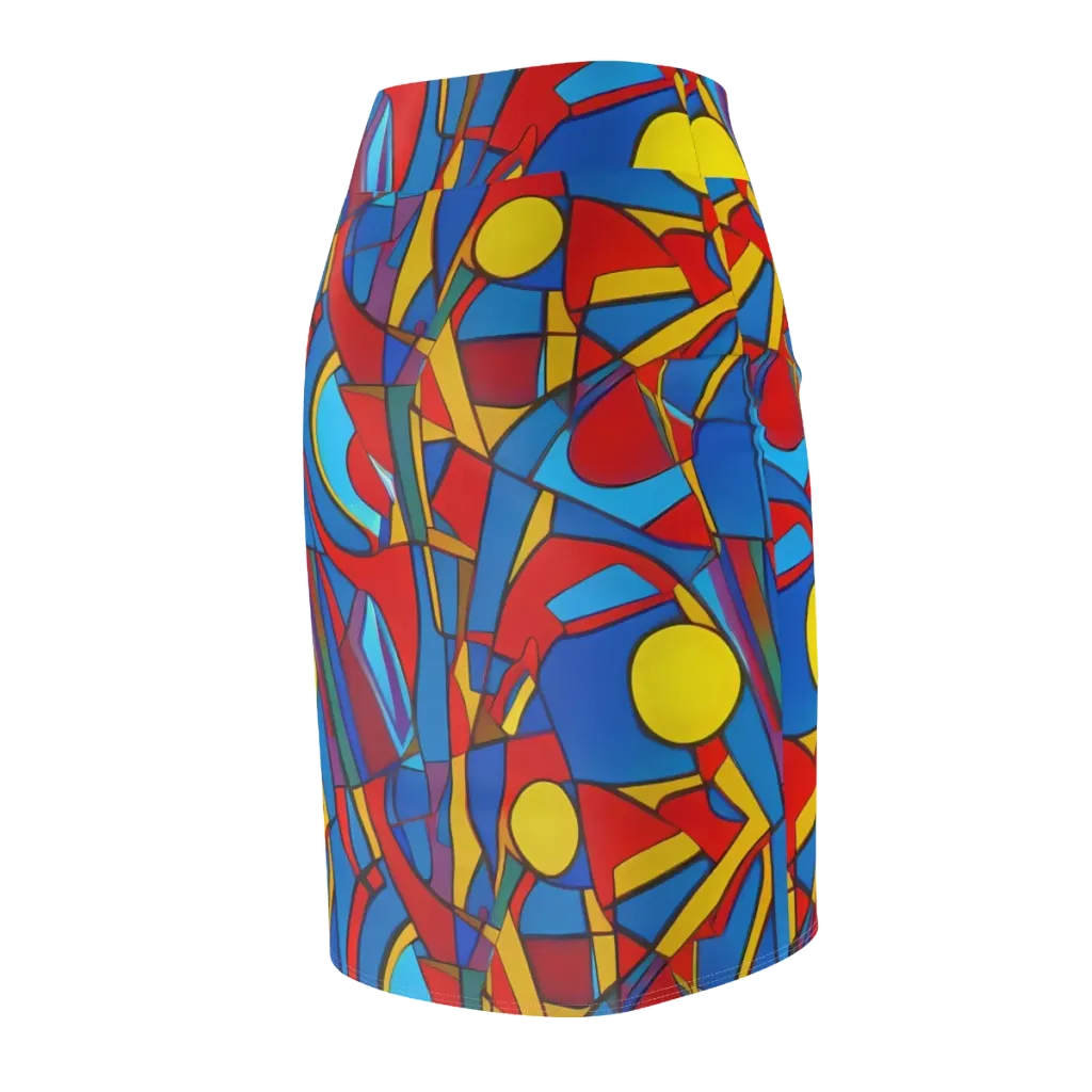 Mondrian Maze on Pencil Skirt — Back Side