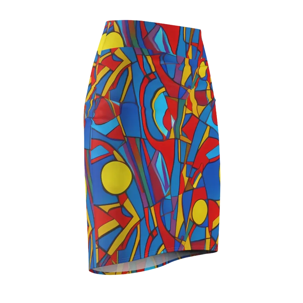 Mondrian Maze on Pencil Skirt — Front Side
