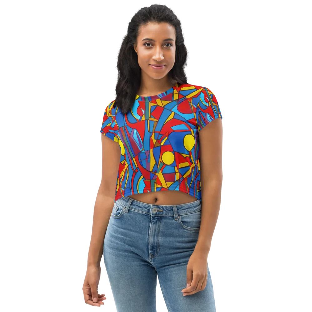 Mondrian Maze on Crop Tee — Front