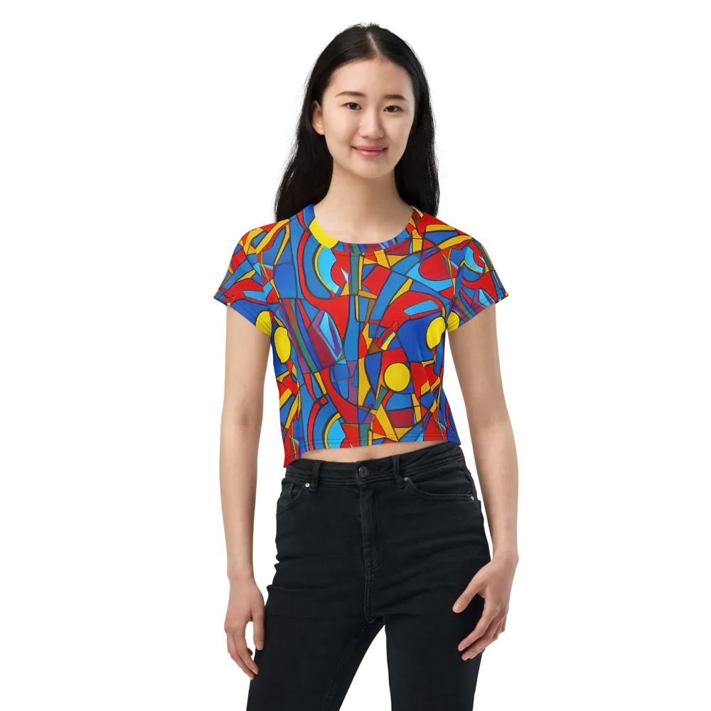 Mondrian Maze on Crop Tee — Front