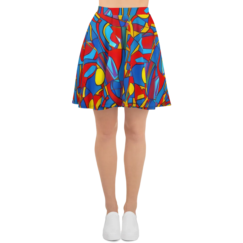 Mondrian Maze on Skater Skirt — Front