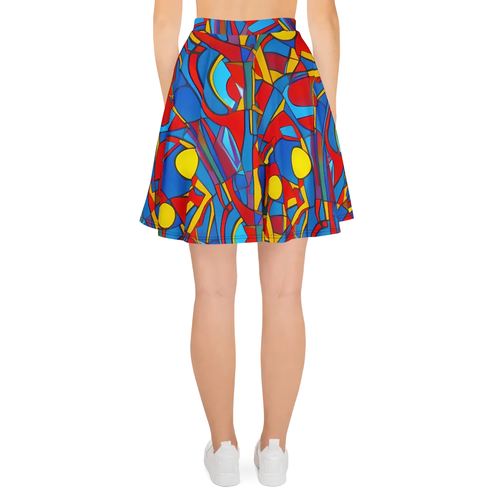 Mondrian Maze on Skater Skirt — Back