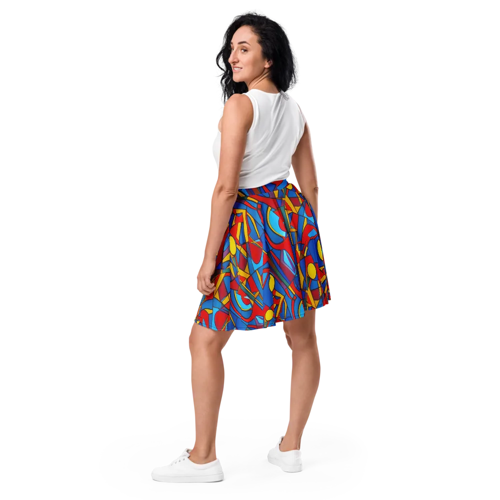 Mondrian Maze on Skater Skirt — Back
