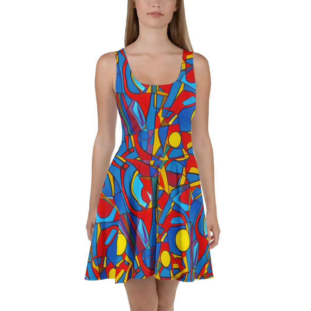 Mondrian Maze on Skater Dress — Front