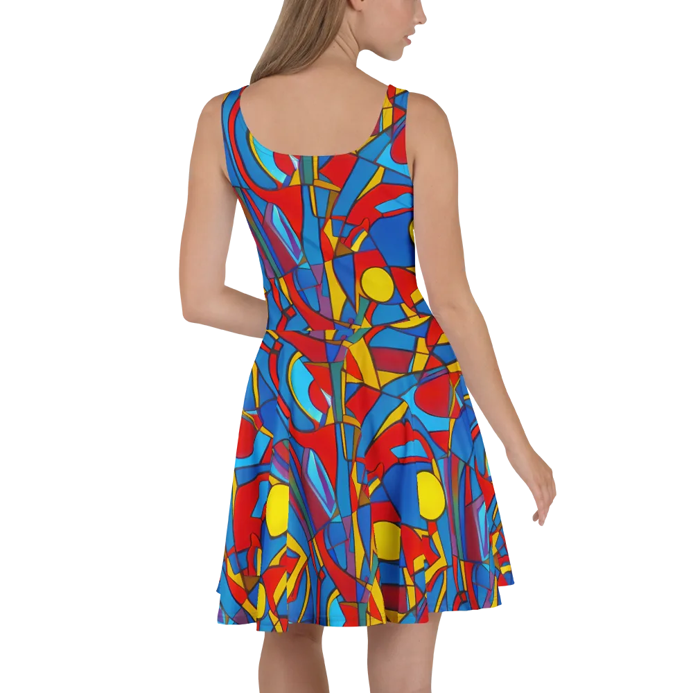 Mondrian Maze on Skater Dress — Back