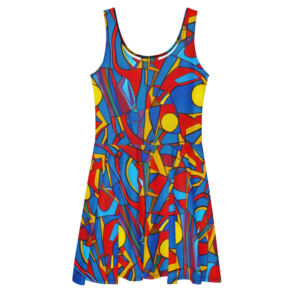 Mondrian Maze on Skater Dress — Front