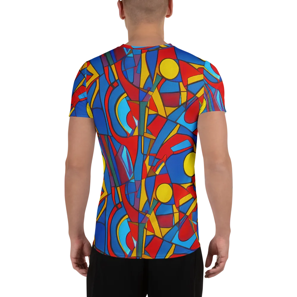 Mondrian Maze on Men's Athletic T-Shirt — Back
