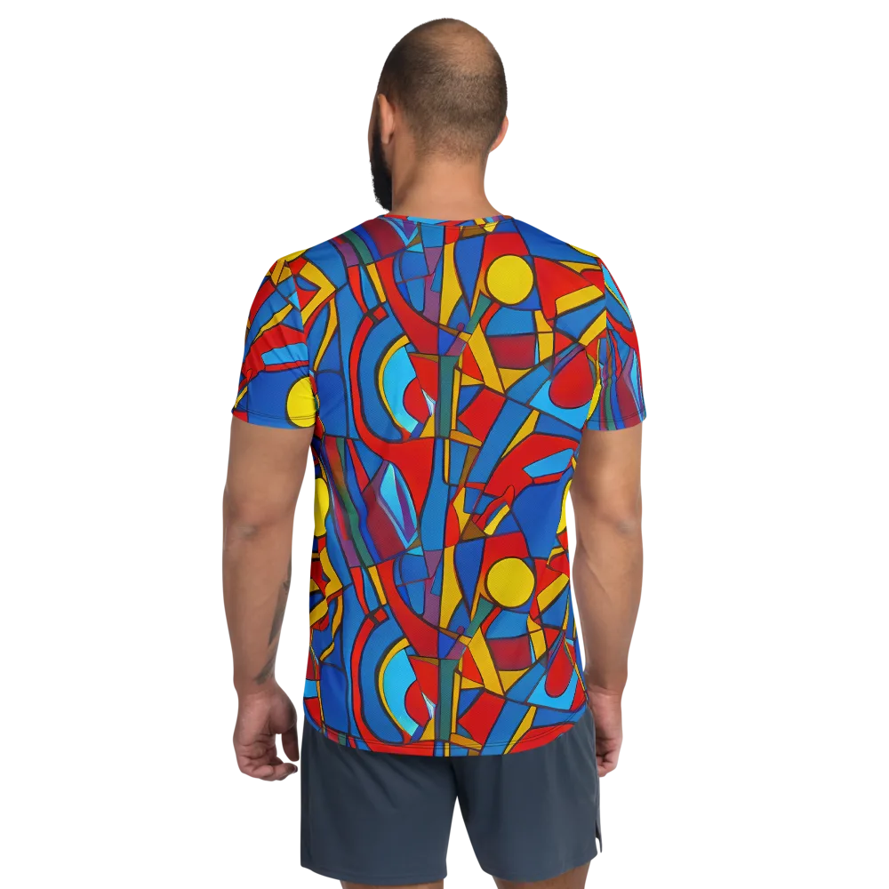 Mondrian Maze on Men's Athletic T-Shirt — Back