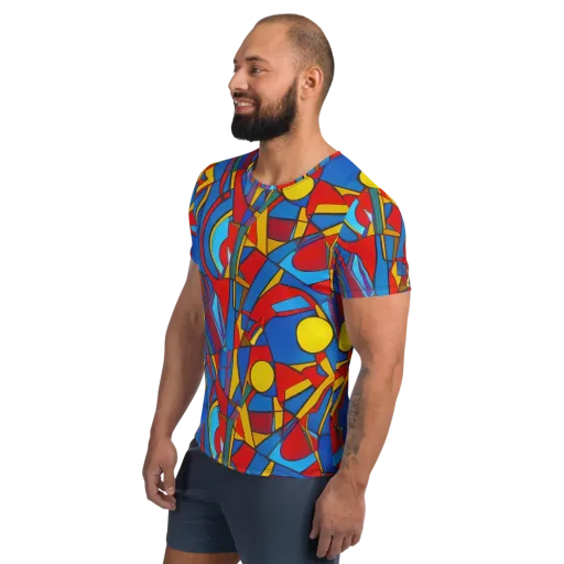 Mondrian Maze on a Men's Athletic T-Shirt