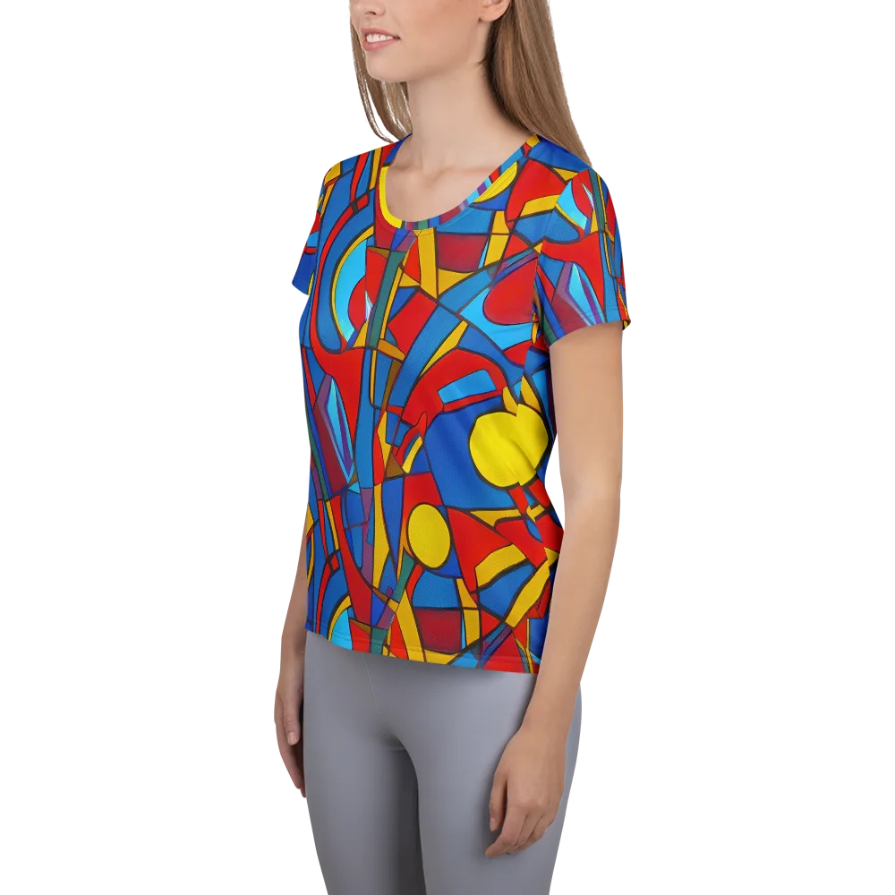 Mondrian Maze on Women's Athletic T-Shirt — Left