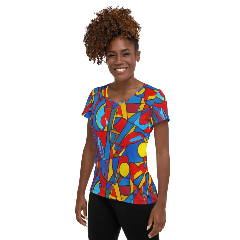 Mondrian Maze on Women's Athletic T-Shirt — Left