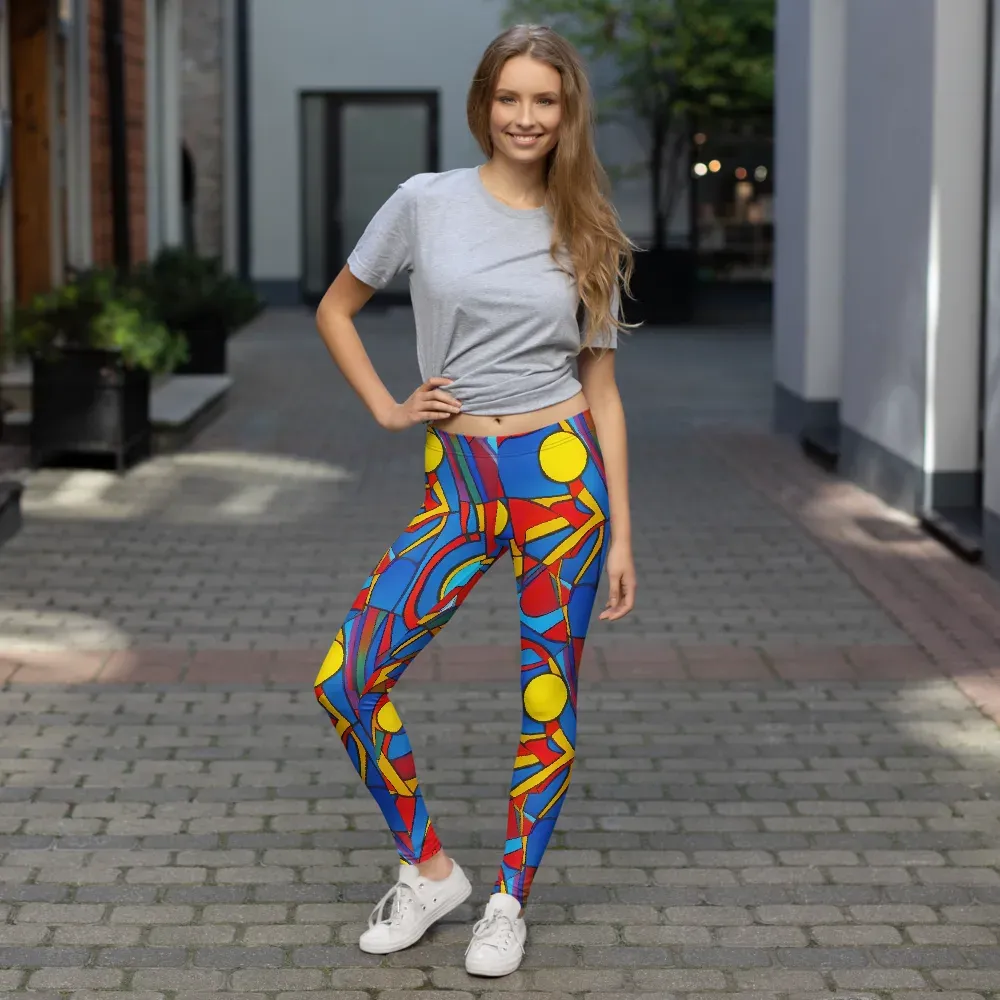 Mondrian Maze on Leggings — Front