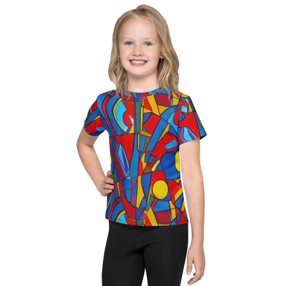 Mondrian Maze on Kids Crew Neck T-Shirt — Front