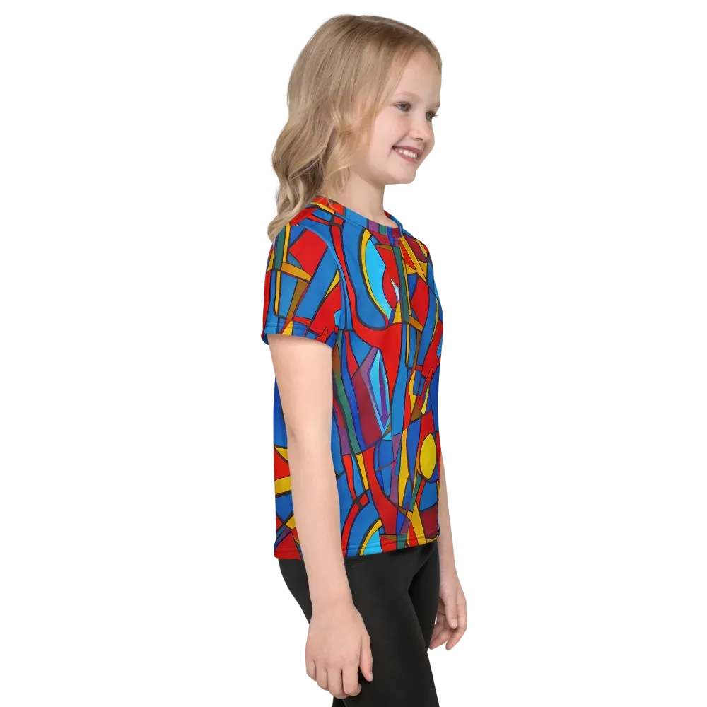 Mondrian Maze on Kids Crew Neck T-Shirt — Right