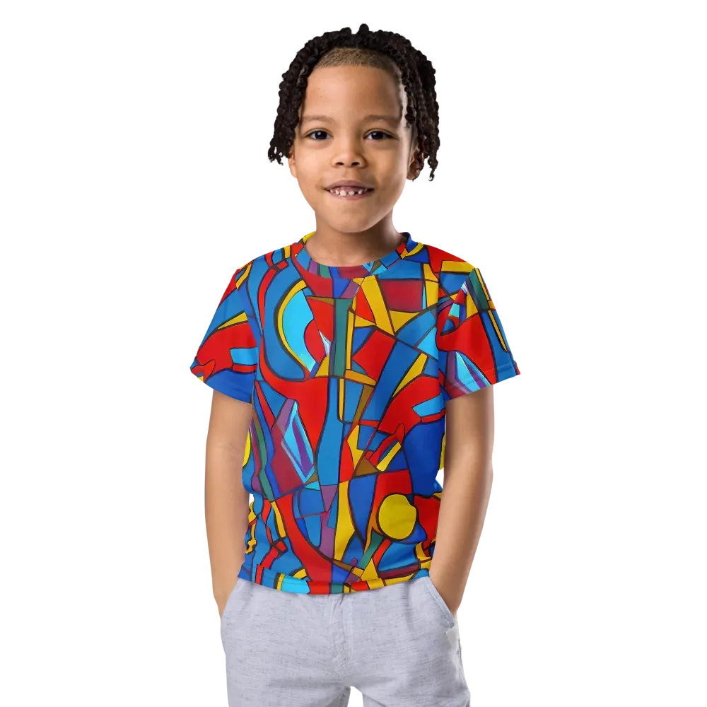 Mondrian Maze on Kids Crew Neck T-Shirt — Front