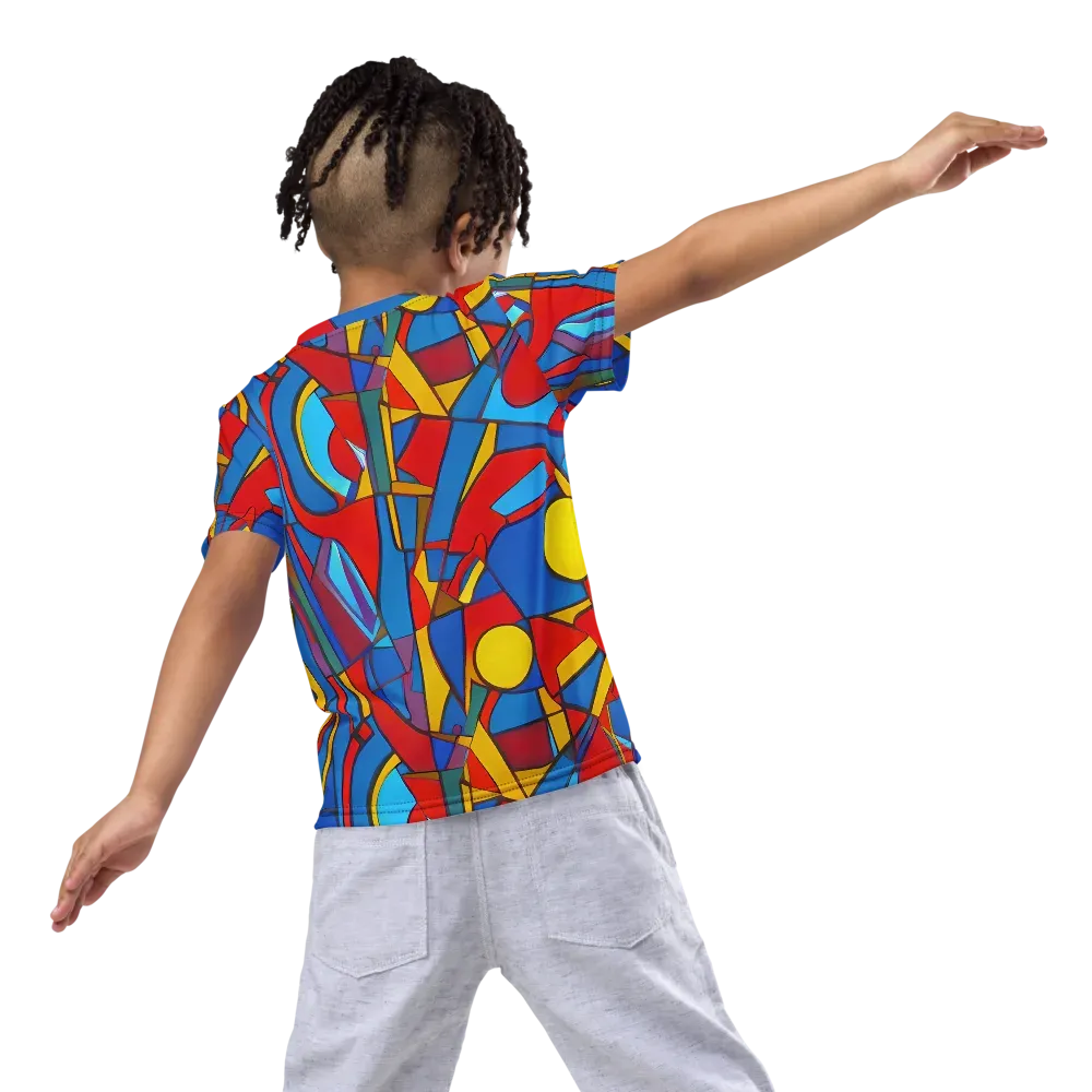 Mondrian Maze on Kids Crew Neck T-Shirt — Back