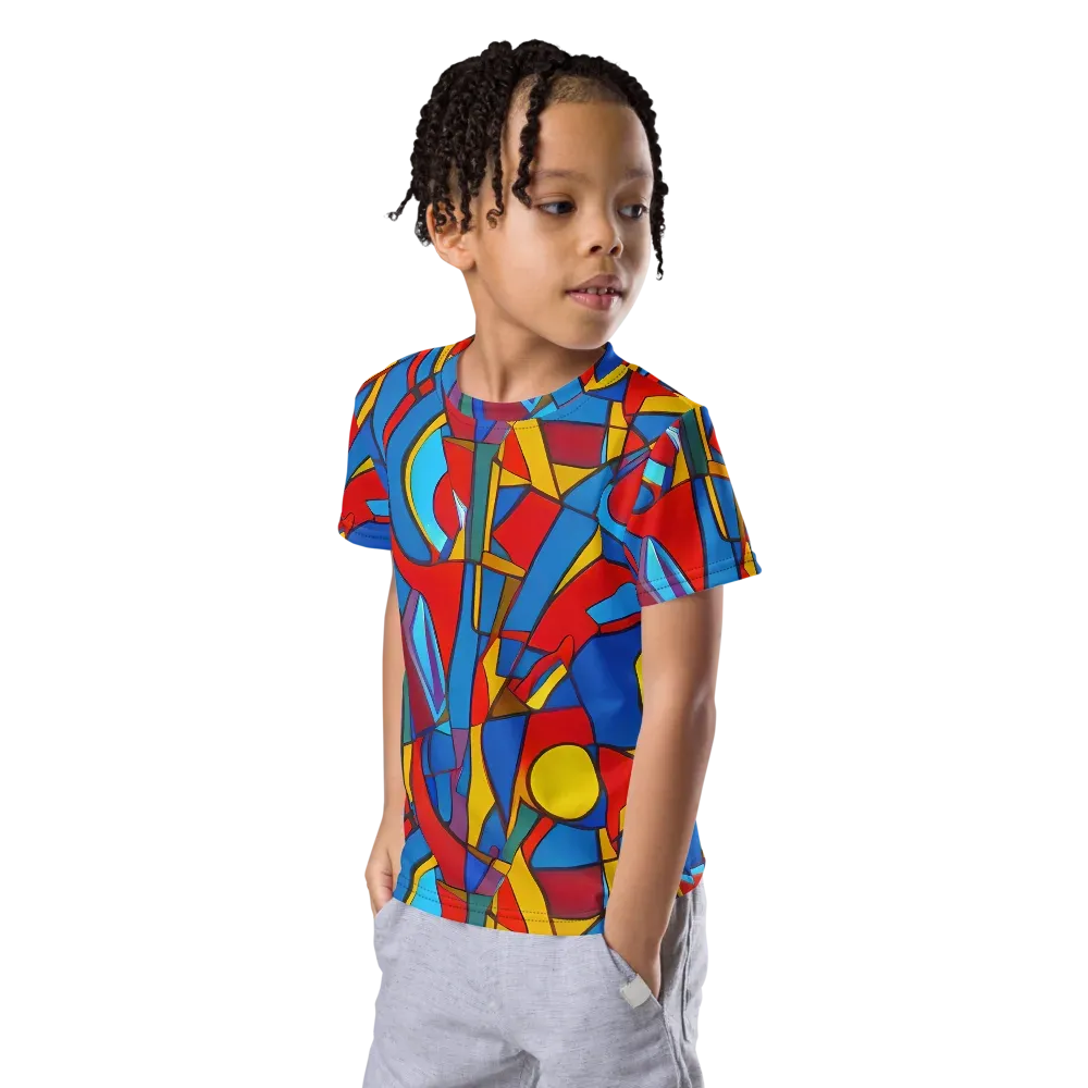 Mondrian Maze on Kids Crew Neck T-Shirt — Left Front