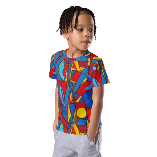 Mondrian Maze on a Kids Crew Neck T-Shirt