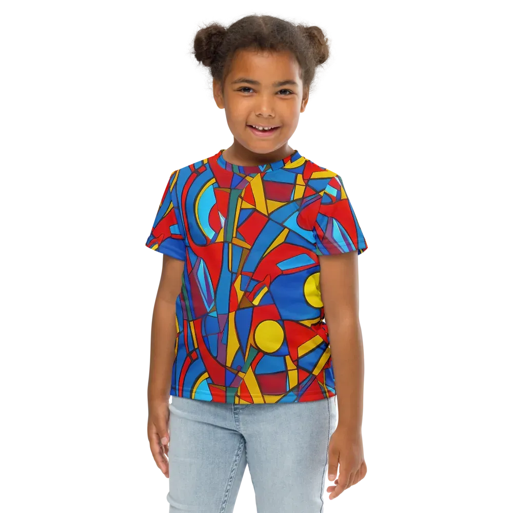 Mondrian Maze on Kids Crew Neck T-Shirt — Front