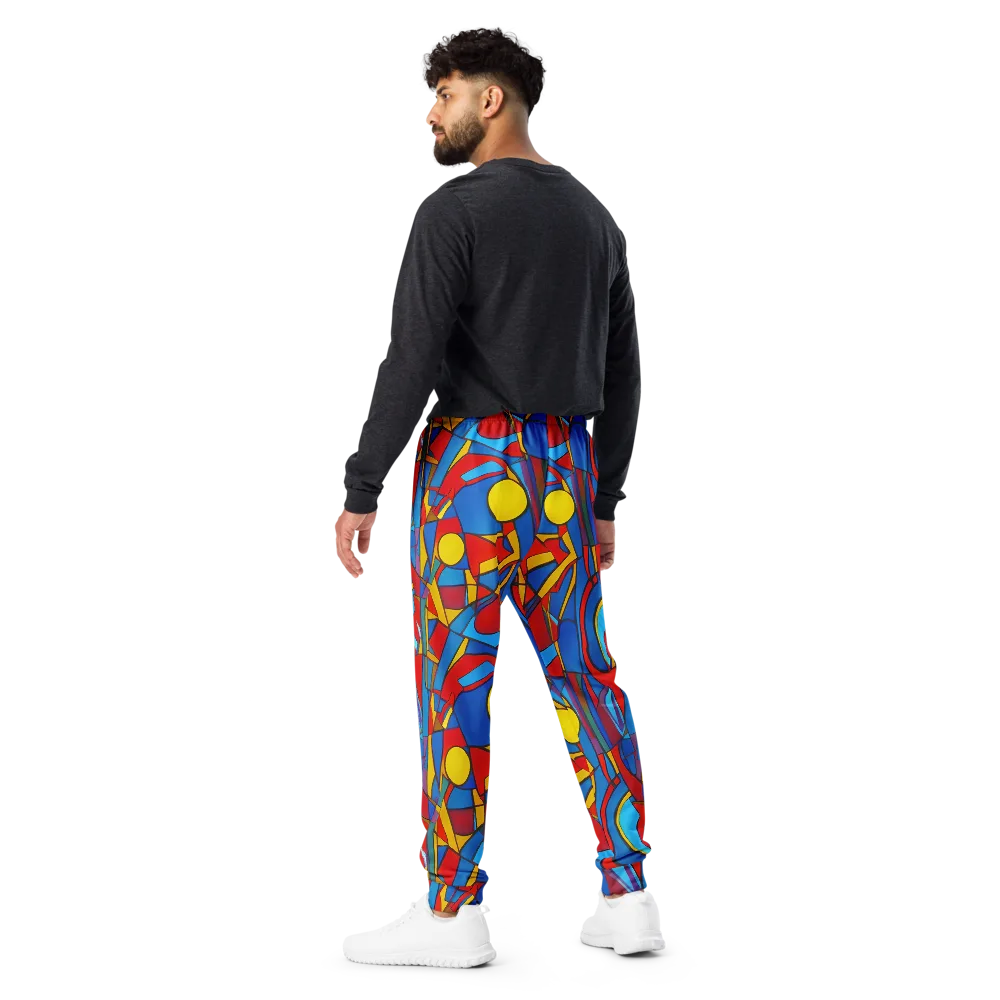 Mondrian Maze on Men's Joggers — Back